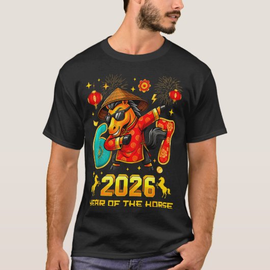 Dabbing Zodiac Horse Lunar New Year Chinese New Ye Tシャツ (正面)