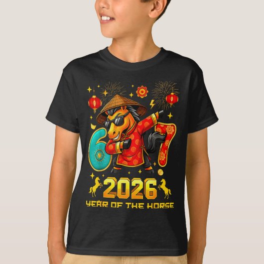Dabbing Zodiac Horse Lunar New Year Chinese New Ye Tシャツ (正面)