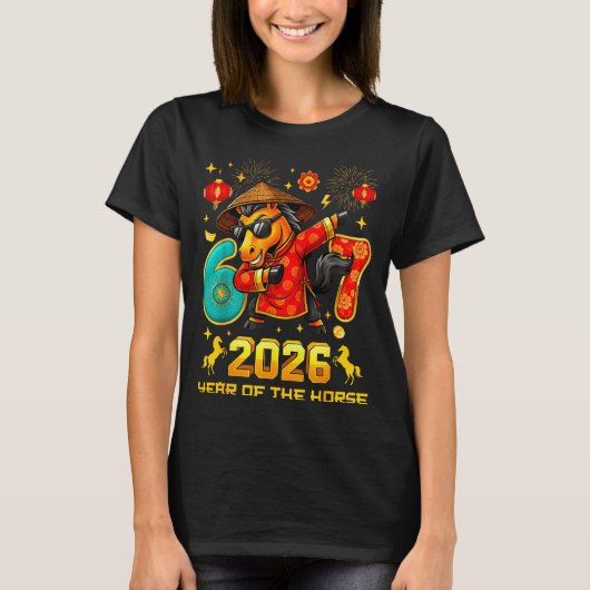 Dabbing Zodiac Horse Lunar New Year Chinese New Ye Tシャツ (正面)
