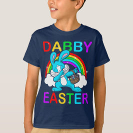 Dabbyイースターの軽く押えるバニーの卵の狩りのバスケットの詰め物 Tシャツ