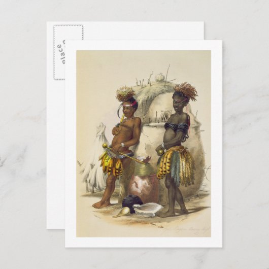 DabiyakiおよびUpapaziの踊りの服のズールーの男の子、 ポストカード (正面/裏面)
