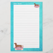 Dachshandあなたの名前ママティール(緑がかった色)エッジ線の文房具 便箋 (正面)