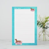 Dachshandあなたの名前ママティール(緑がかった色)エッジ線の文房具 便箋 (スタンド正面)