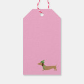 Dachshandかわいいピンクのクリスマススノーフレークのギフトラベル ギフトタグ (裏面)