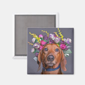 DachshandのクローズアップDachshandの花を着て マグネット (正面/裏面)