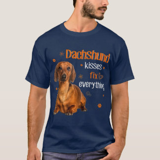Dachshandキス修正すべてのdachshand恋人 Tシャツ