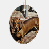 Dachshandクリスマスオーナメントあなたの写真を追加 セラミックオーナメント (右)