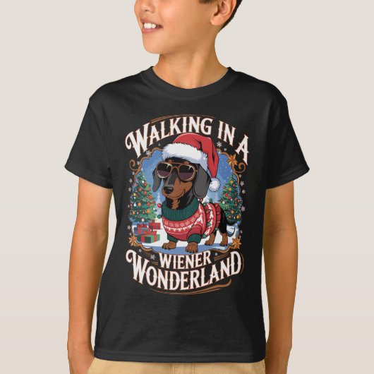Dachshandサンタハットクリスマスコスチュームドッグ愛好家Do Tシャツ (正面)