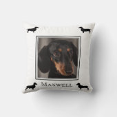 Dachshandシルエットあなたの写真パーソナライズされた クッション (裏面)