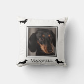 Dachshandシルエットあなたの写真パーソナライズされた クッション (正面)
