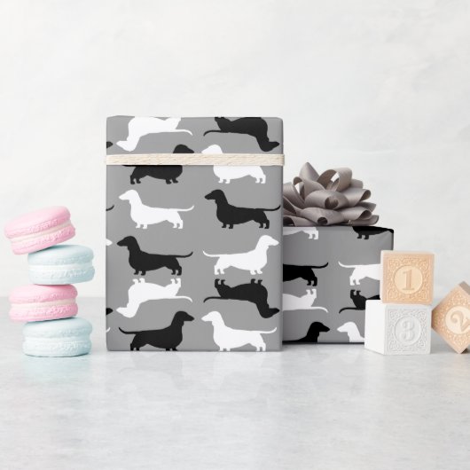 Dachshandシルエットのパターン | Wiener Dogs ラッピングペーパー (ベビーシャワー)