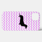 Dachshandシルエット付きピンクのシェブロン Case-Mate iPhoneケース (裏面 (横))