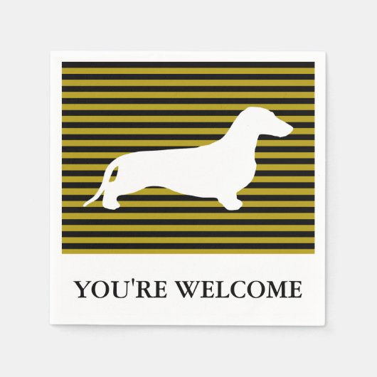 Dachshandシルエット白+アイディア スタンダードカクテルナプキン (正面)
