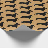 Dachshandシルエット黒+アイディア ラッピングペーパー (角)