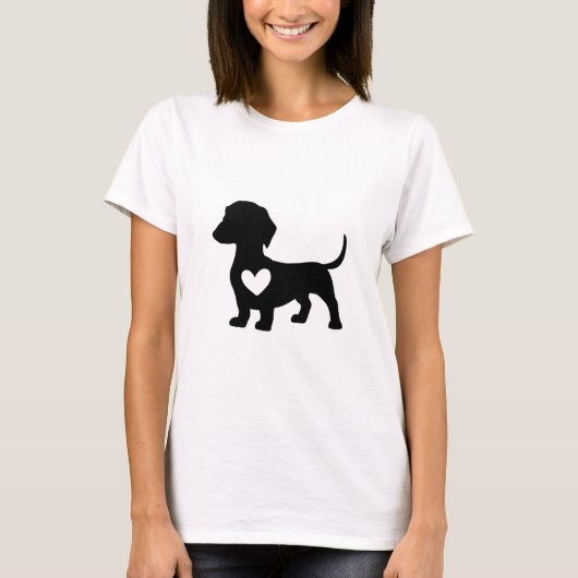 Dachshandシルエット(ハート) Tシャツ (正面)