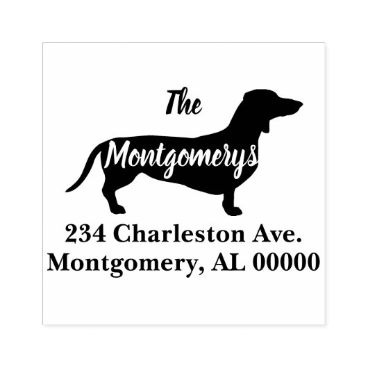 Dachshandドッグシルエットファミリーアドレス ラバースタンプ (インプリント)