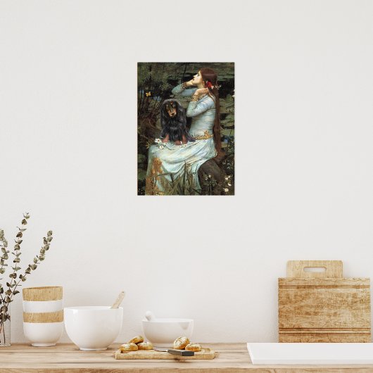 Dachshand （長毛BT） - Ophelia Suited ポスター (キッチン)