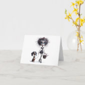 Dachshand Any大事な行事付きアニメーションGothicガール カード (黄色い花)