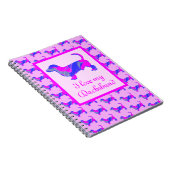 Dachshand / Daxie Dog Lover Pink & Blueシルエット ノートブック (右側)