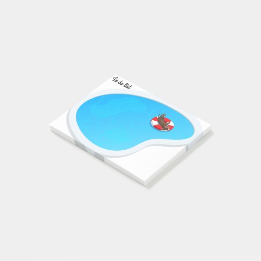 Dachshand Floating On Raft Post-It Notes ポストイット (アングル)
