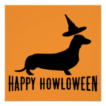 Dachshand Happy Howloween Perfectポスター