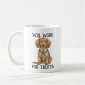 DachshundおもしろいをTieで扱う コーヒーマグカップ (左)