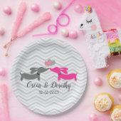 Dachshundのパーソナ結婚ライズド紙プレート ペーパープレート (パーティー)