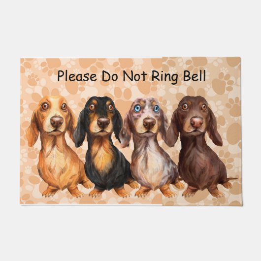 Dachshundウェルカムフォーマット ドアマット (正面)