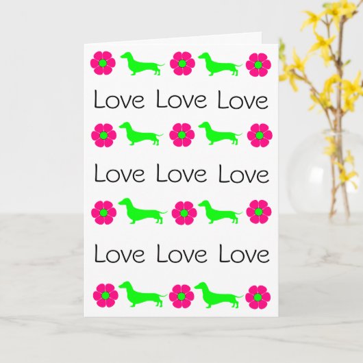 Dachshundグリーティングカード任意の大事な行事 カード (黄色い花)