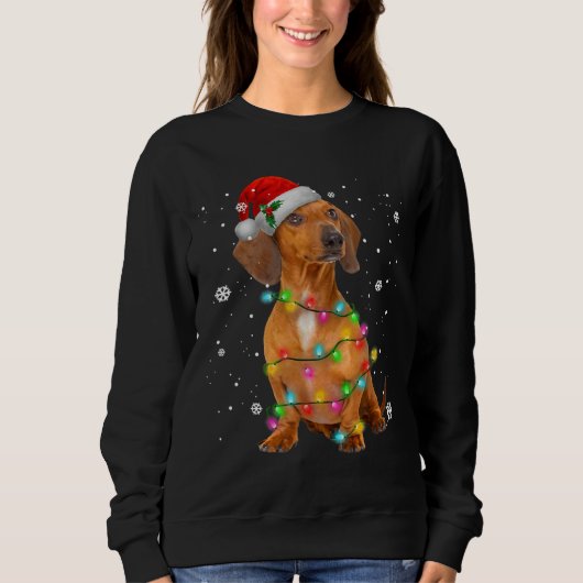DachshundドッグズツリークリスマスセータークリスマスPe スウェットシャツ (正面)