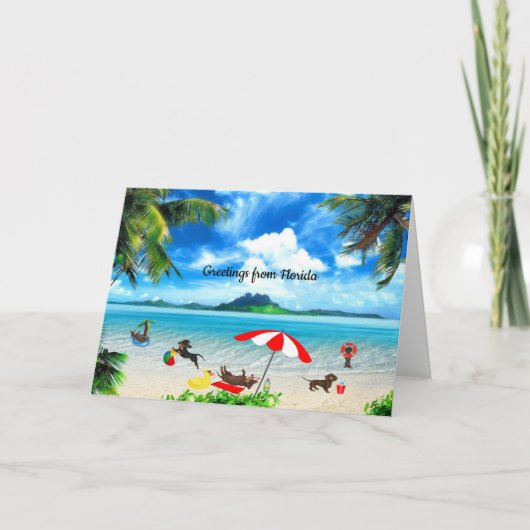 Dachshundビーチグリーティングカード任意の大事な行事 カード (正面)