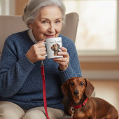 DachshundブラウンズマグPERSONALIZE コーヒーマグカップ