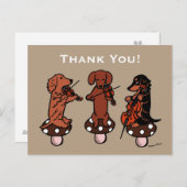 Dachshund文字列トリオミュージシャンありがとう ポストカード (正面/裏面)