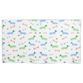 Dachshund犬かわいいドキシズポーズグリーン 枕カバー (正面左)