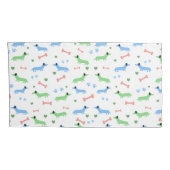 Dachshund犬かわいいドキシズポーズグリーン 枕カバー (裏面-右)