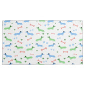 Dachshund犬かわいいドキシズポーズグリーン 枕カバー (正面右)