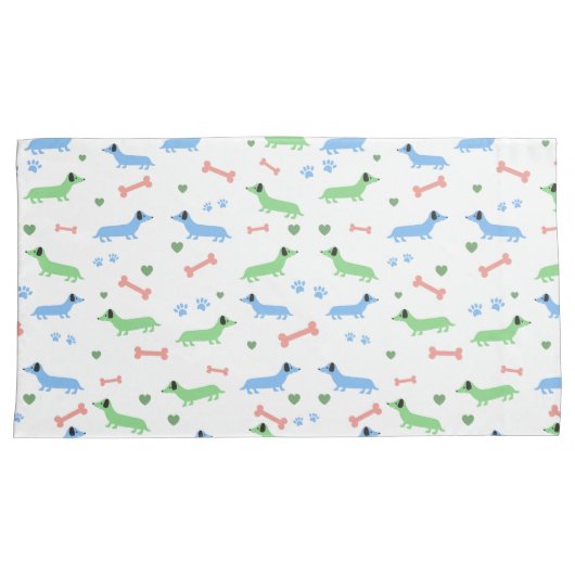 Dachshund犬かわいいドキシズポーズグリーン 枕カバー (正面右)