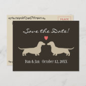 Dachshund犬のシルエット結婚式の日付を保存 案内ポストカード (正面/裏面)