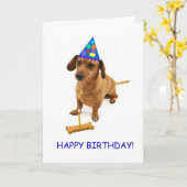 Dachshund誕生日カード(フォーカス別) カード (黄色い花)