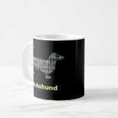 Dachshund黄色と青のグリッド線 コーヒーマグカップ (正面左)