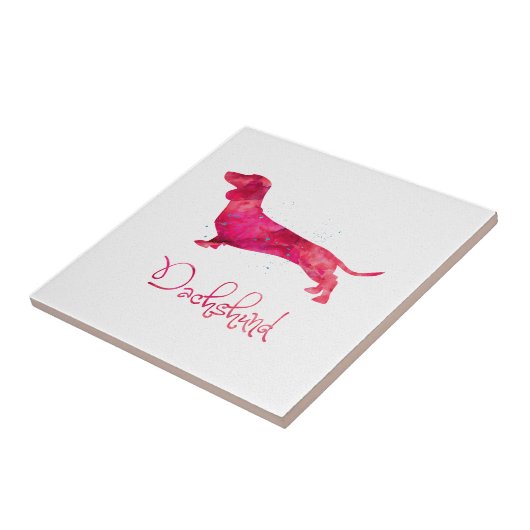 Dachshund – 水彩デザイン タイル (側面)