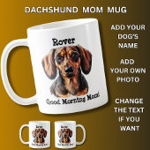 Dachshund、犬の名前を追加、写真を変更 コーヒーマグカップ