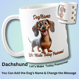 Dachshund – 犬の名前を追加、変更文字 コーヒーマグカップ