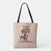 Dachshund – 犬の名前を追加、変更文字 トートバッグ (裏面)
