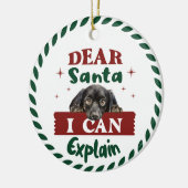 Dachshund:親愛 Santa I Can Explain セラミックオーナメント (左)
