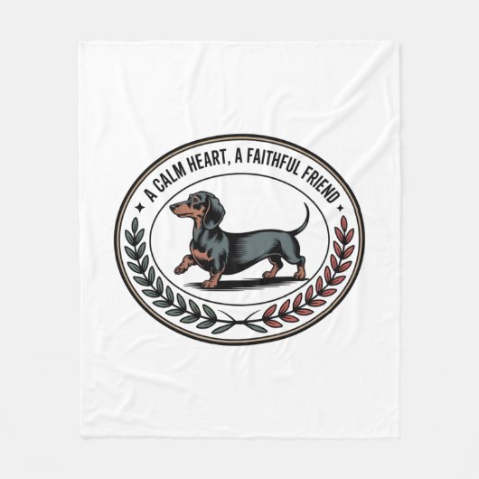 Dachshund A Calm Heart, A Faithful Friend フリースブランケット (正面)
