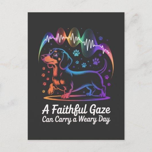 Dachshund A Faithful Gaze Can Carry A Weary Day シーズンポストカード (正面)