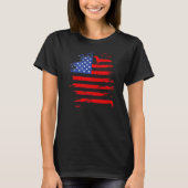 Dachshund And America Flag Patriotic Weiner Dog Tシャツ (正面)