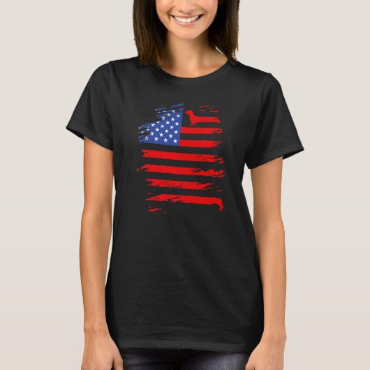 Dachshund And America Flag Patriotic Weiner Dog Tシャツ (正面)