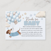 Dachshund and Balloons Blue Books for Baby Shower エンクロージャーカード (正面)